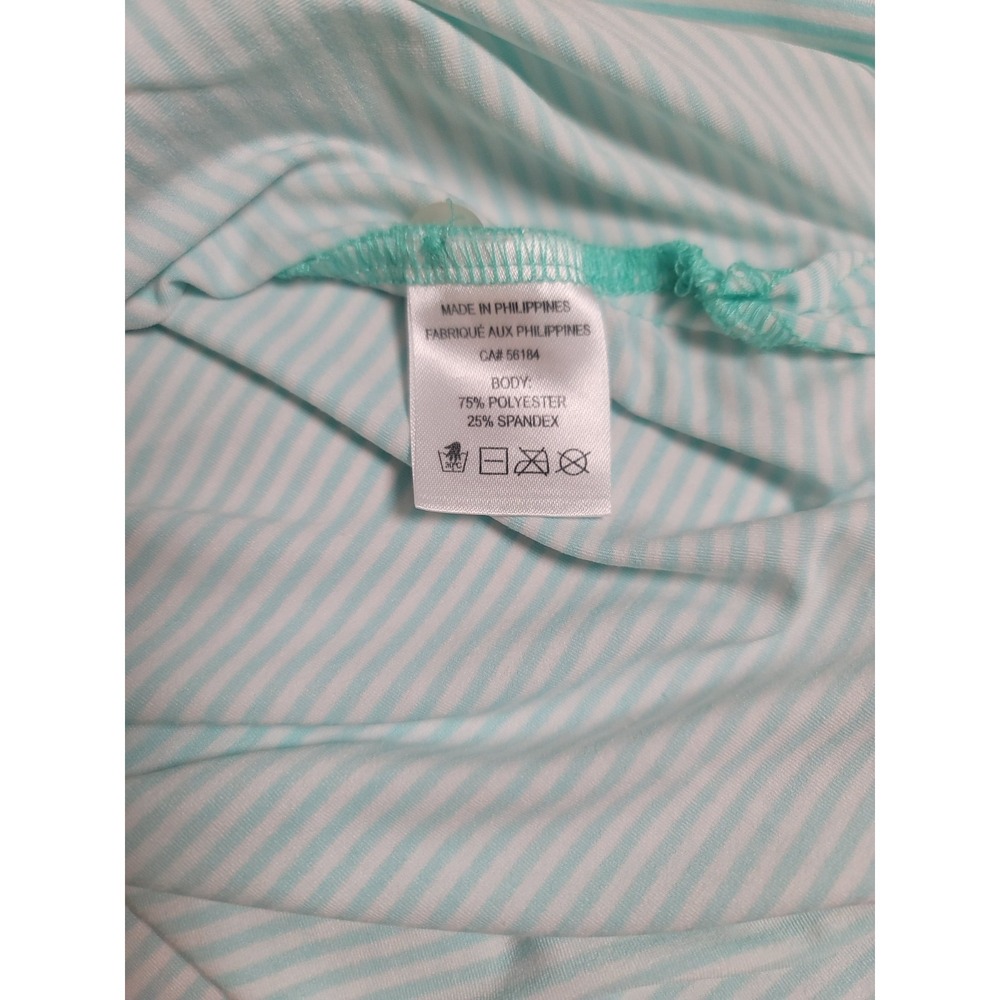 B. Draddy Sport Polo Shirt Mens L Golf White Green‎ Striped Stretch Logo Preppy - Picture 8 of 12